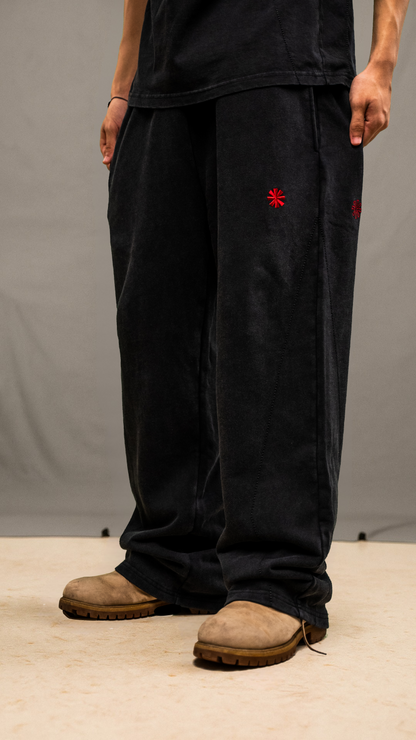 “Silhouette” Varsity Sweatpants (Black / Red)