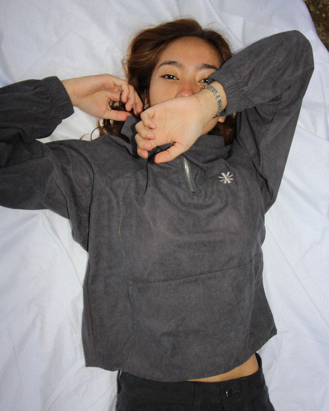 “Silhouette” Logo Corduroy Light Jacket (Grey / Light Grey)