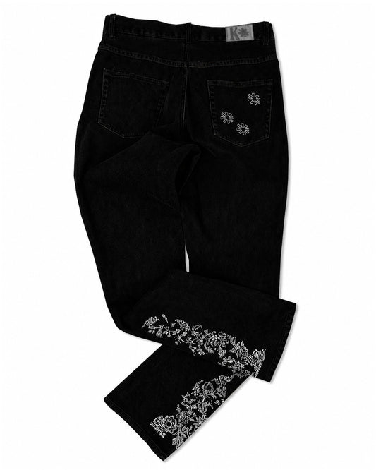 "GARDEN OF EDEN" Bootcut Jeans (Black)