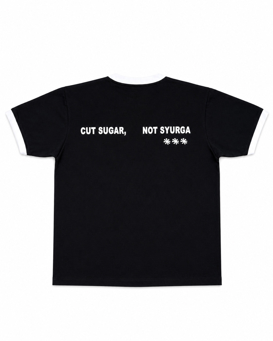 "CUT SUGAR, NOT SYURGA" Ringer T-Shirt (Black)
