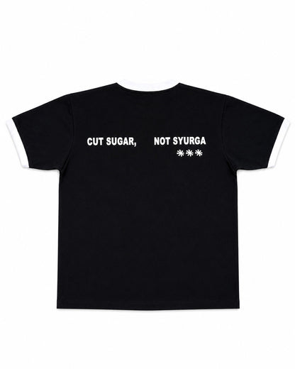 "CUT SUGAR, NOT SYURGA" Ringer T-Shirt (Black)