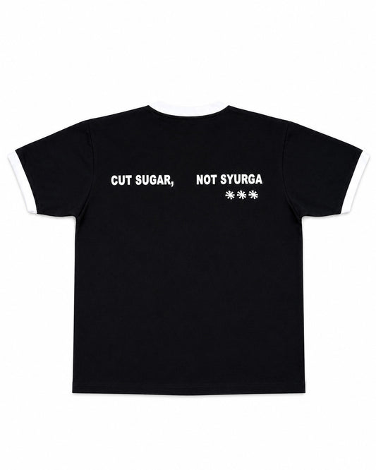 "CUT SUGAR, NOT SYURGA" Ringer T-Shirt (Black)