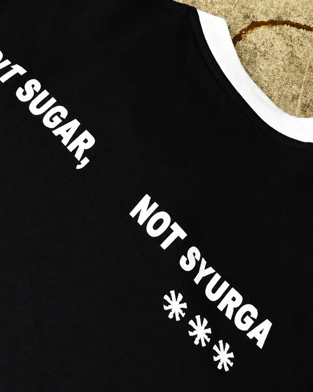 "CUT SUGAR, NOT SYURGA" Ringer T-Shirt (Black)